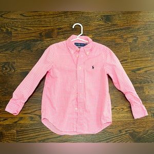Ralph Lauren button-down pink gingham plaid shirt size 5